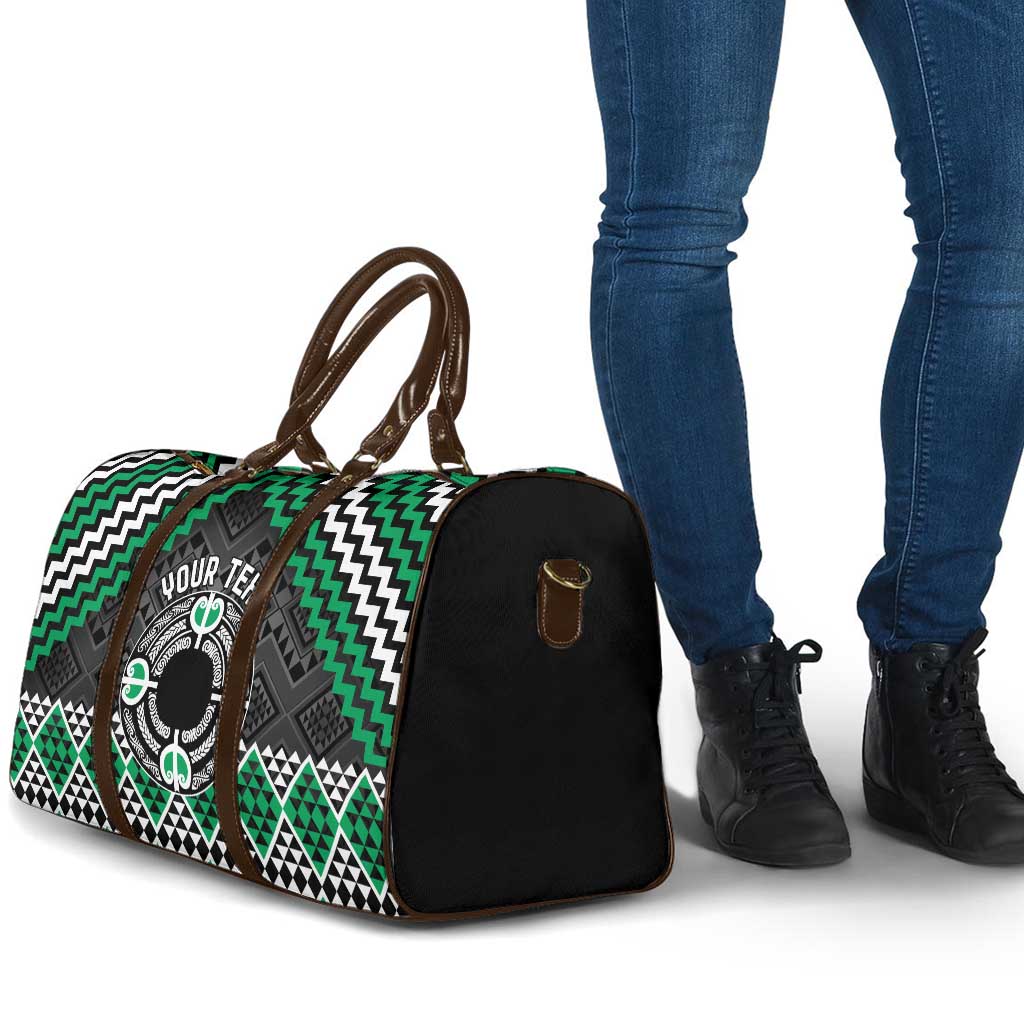 Personalised Aotearoa Niho Taniwha Motif Travel Bag Green Style - Polynesian Pride