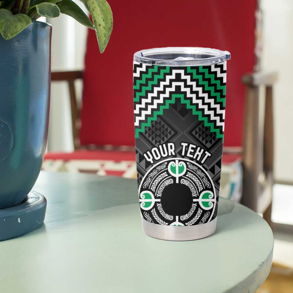 Personalised Aotearoa Niho Taniwha Motif Tumbler Cup Green Style