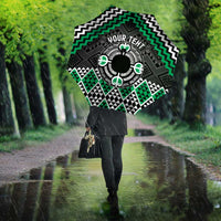 Personalised Aotearoa Niho Taniwha Motif Umbrella Green Style - Polynesian Pride