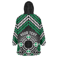 Personalised Aotearoa Niho Taniwha Motif Wearable Blanket Hoodie Green Style