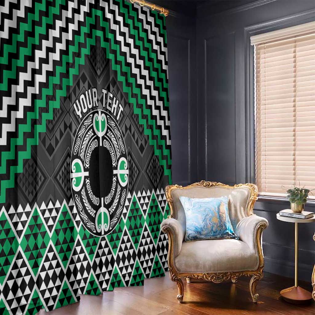 Personalised Aotearoa Niho Taniwha Motif Window Curtain Green Style