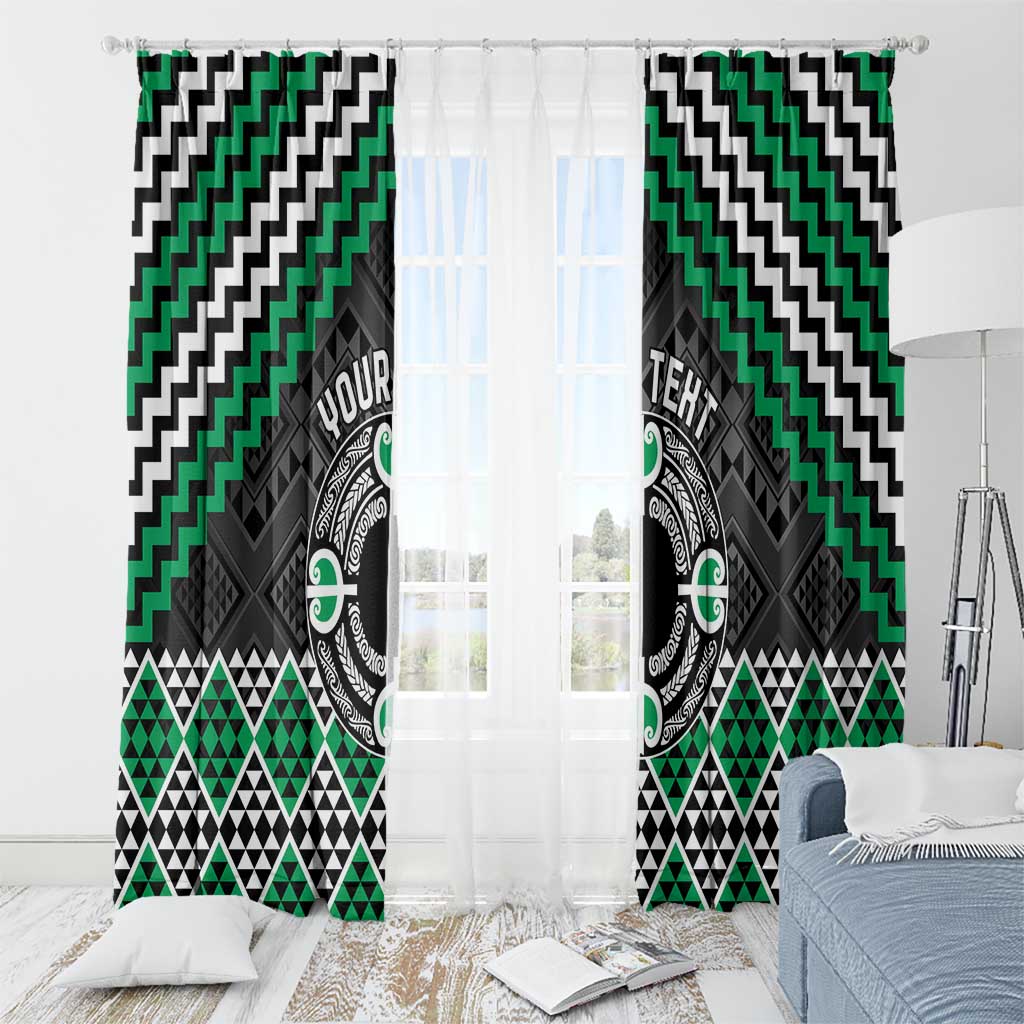 Personalised Aotearoa Niho Taniwha Motif Window Curtain Green Style