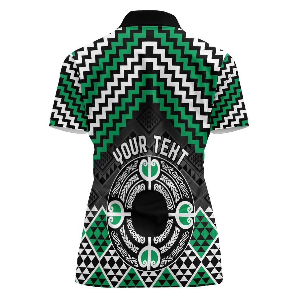 Personalised Aotearoa Niho Taniwha Motif Women Polo Shirt Green Style