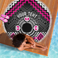 Personalised Aotearoa Niho Taniwha Motif Beach Blanket Pink Style