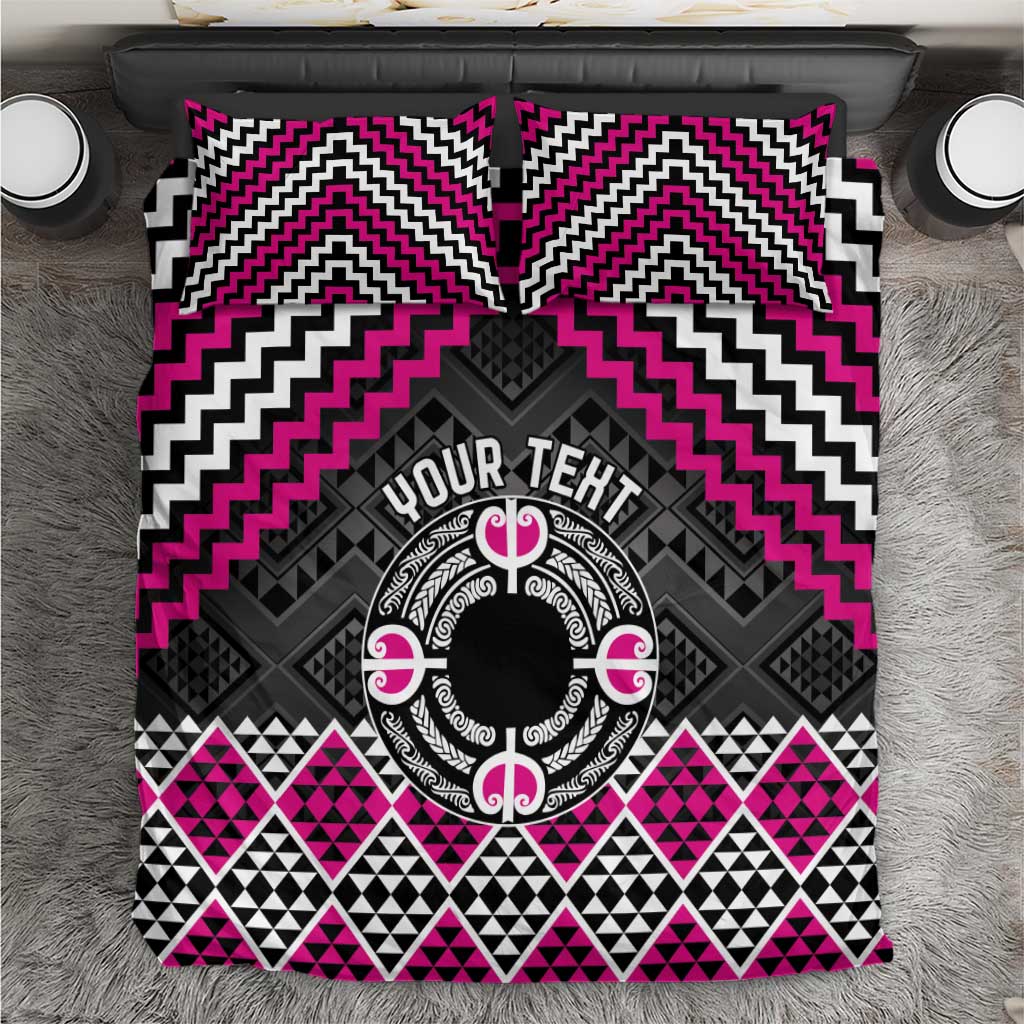 Personalised Aotearoa Niho Taniwha Motif Bedding Set Pink Style