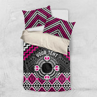 Personalised Aotearoa Niho Taniwha Motif Bedding Set Pink Style