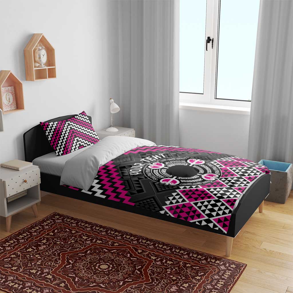 Personalised Aotearoa Niho Taniwha Motif Bedding Set Pink Style