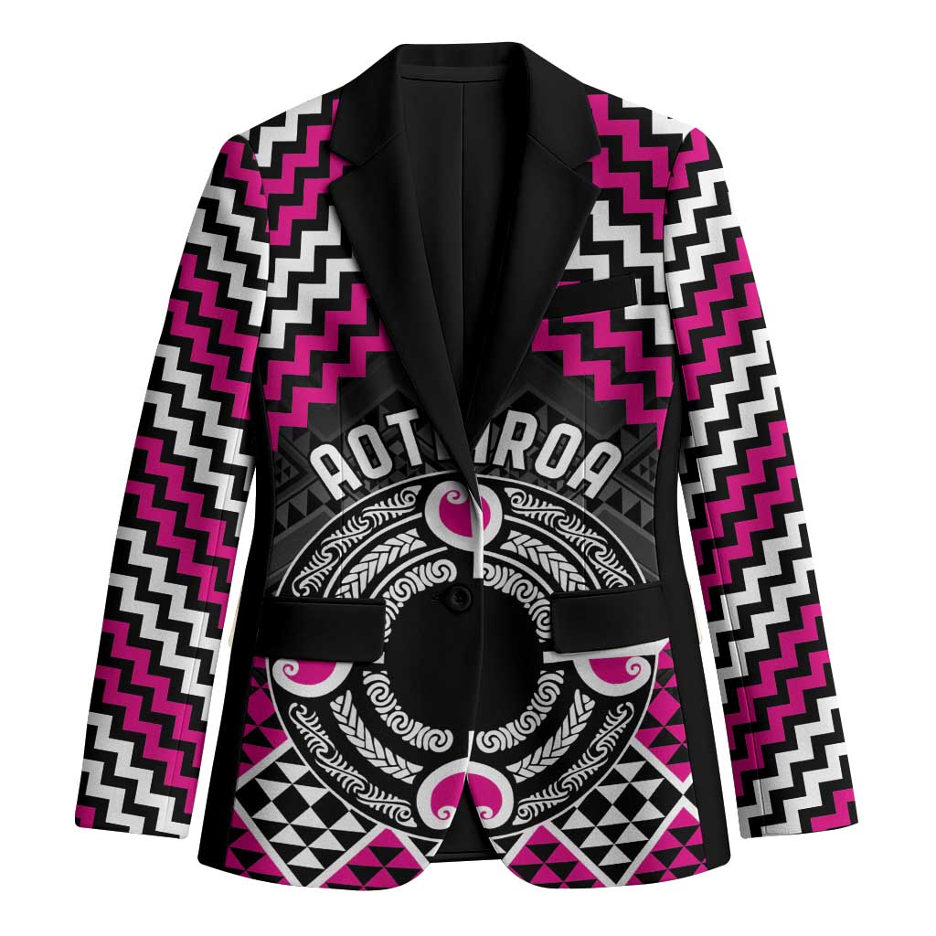 Personalised Aotearoa Niho Taniwha Motif Blazer Pink Style - Polynesian Pride