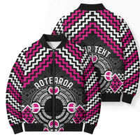 Personalised Aotearoa Niho Taniwha Motif Bomber Puffer Jacket Pink Style - Polynesian Pride