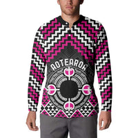 Personalised Aotearoa Niho Taniwha Motif Button Sweatshirt Pink Style