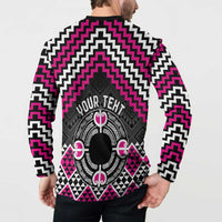 Personalised Aotearoa Niho Taniwha Motif Button Sweatshirt Pink Style