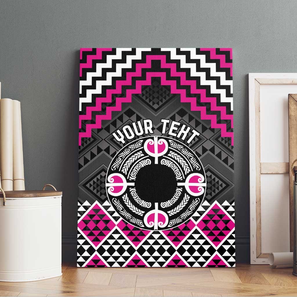 Personalised Aotearoa Niho Taniwha Motif Canvas Wall Art Pink Style