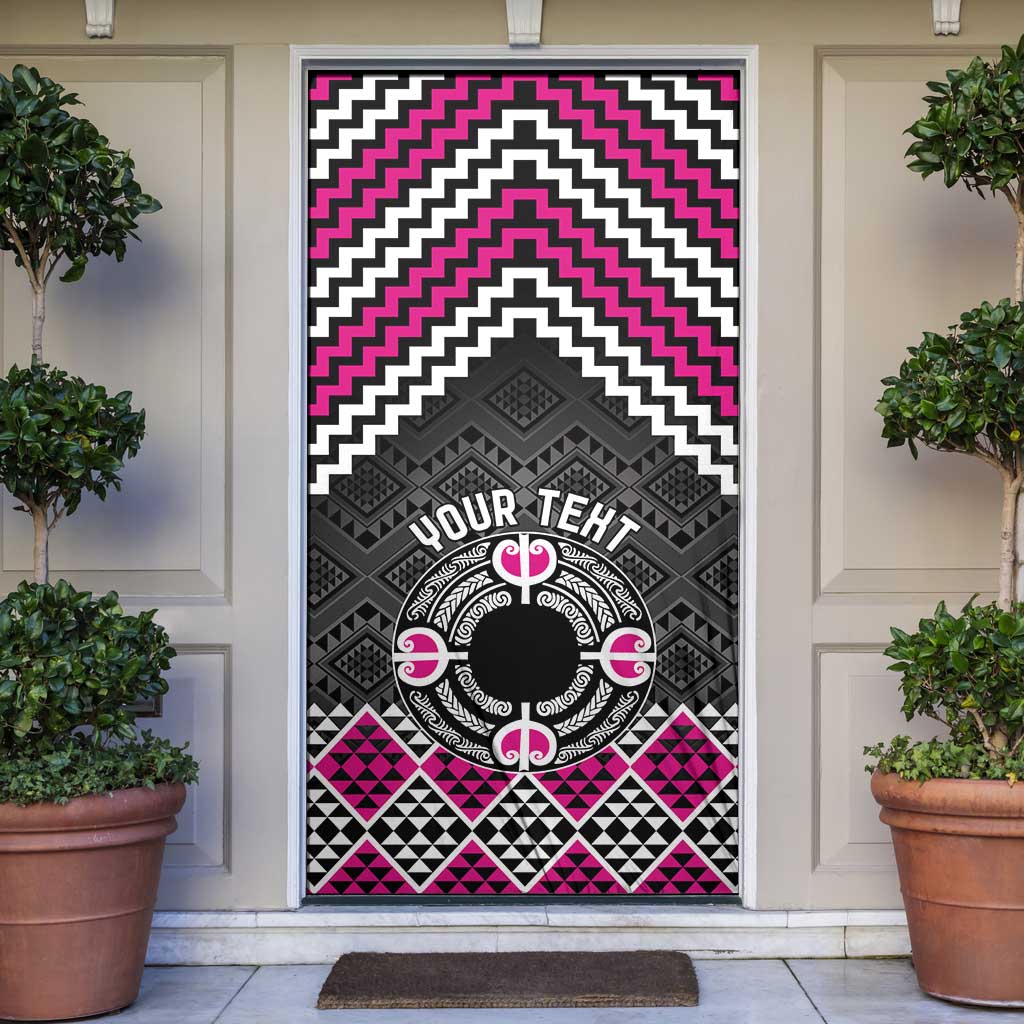 Personalised Aotearoa Niho Taniwha Motif Door Cover Pink Style - Polynesian Pride