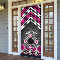 Personalised Aotearoa Niho Taniwha Motif Door Cover Pink Style - Polynesian Pride