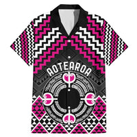 Personalised Aotearoa Niho Taniwha Motif Family Matching Mermaid Dress and Hawaiian Shirt Pink Style