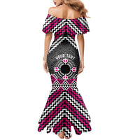 Personalised Aotearoa Niho Taniwha Motif Family Matching Mermaid Dress and Hawaiian Shirt Pink Style