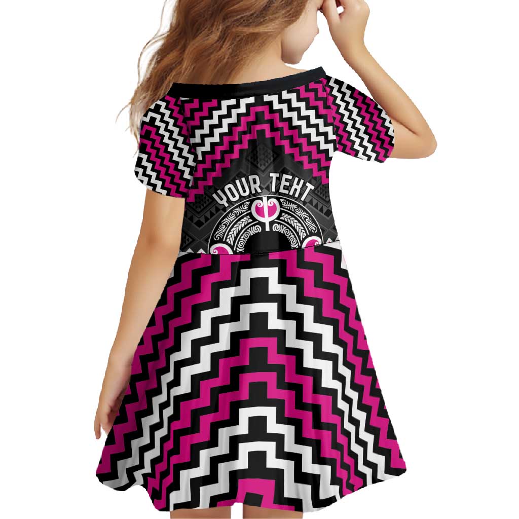 Personalised Aotearoa Niho Taniwha Motif Family Matching Tank Maxi Dress and Hawaiian Shirt Pink Style