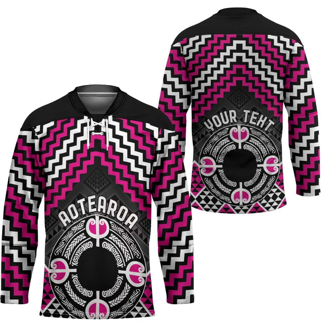 Personalised Aotearoa Niho Taniwha Motif Hockey Jersey Pink Style - Polynesian Pride