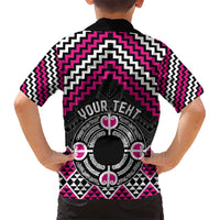 Personalised Aotearoa Niho Taniwha Motif Kid Hawaiian Shirt Pink Style LT9 - Polynesian Pride