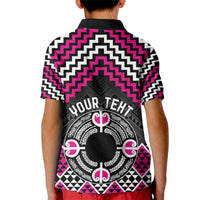 Personalised Aotearoa Niho Taniwha Motif Kid Polo Shirt Pink Style LT9 - Polynesian Pride