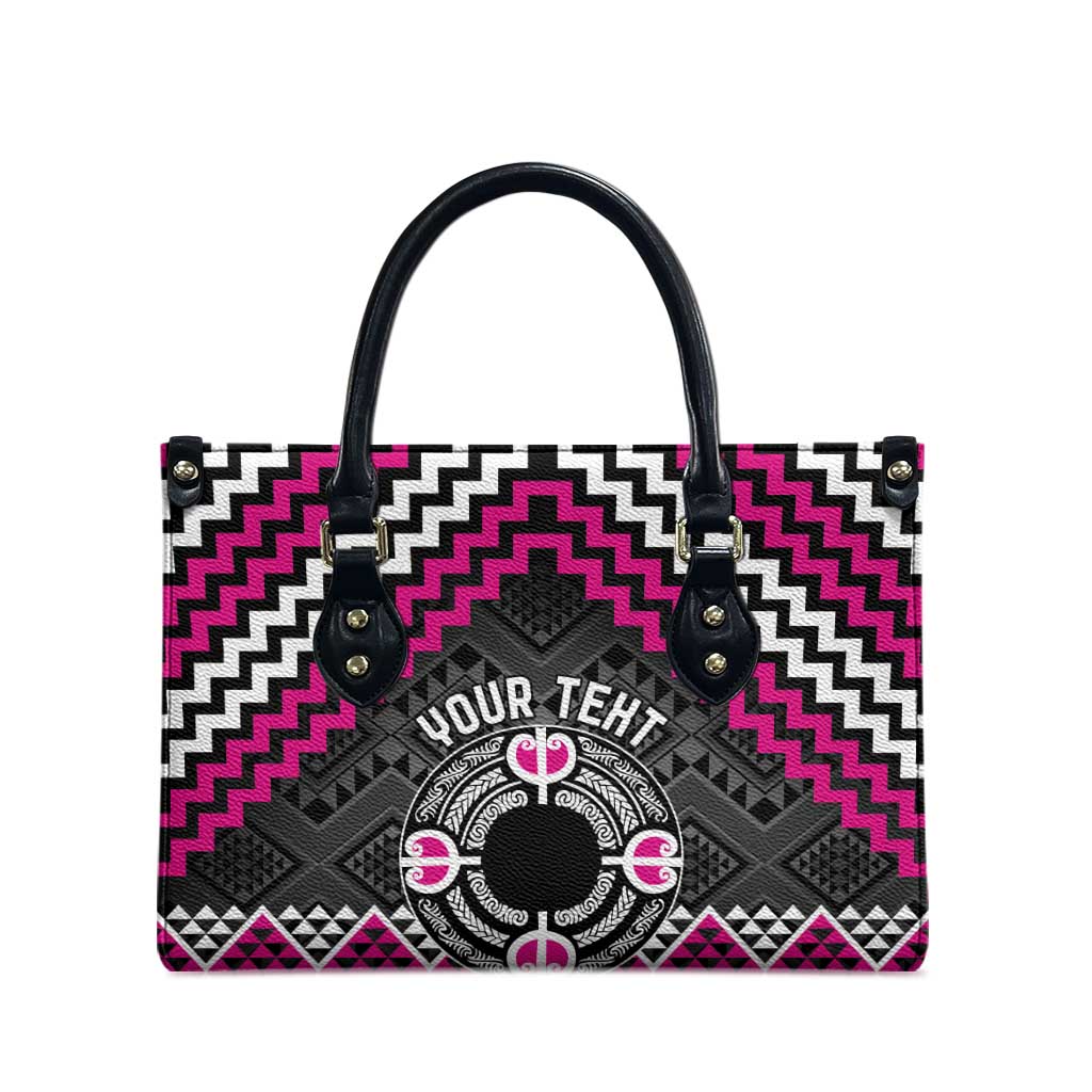 Personalised Aotearoa Niho Taniwha Motif Leather Bag Pink Style - Polynesian Pride