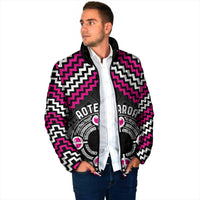 Personalised Aotearoa Niho Taniwha Motif Padded Jacket Pink Style - Polynesian Pride