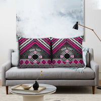Personalised Aotearoa Niho Taniwha Motif Pillow Cover Pink Style - Polynesian Pride