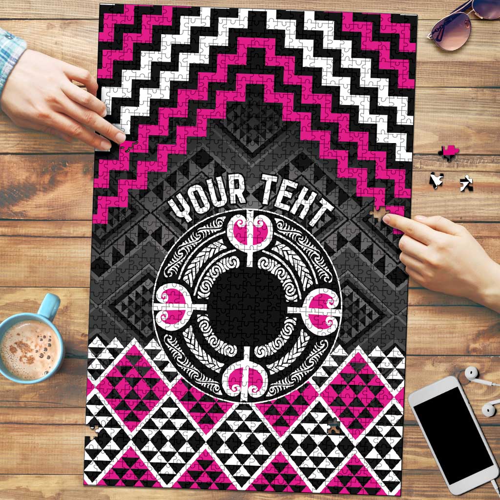 Personalised Aotearoa Niho Taniwha Motif Puzzle Pink Style - Polynesian Pride