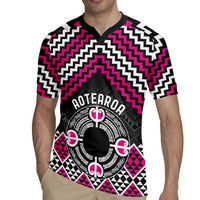 Personalised Aotearoa Niho Taniwha Motif Rugby Jersey Pink Style