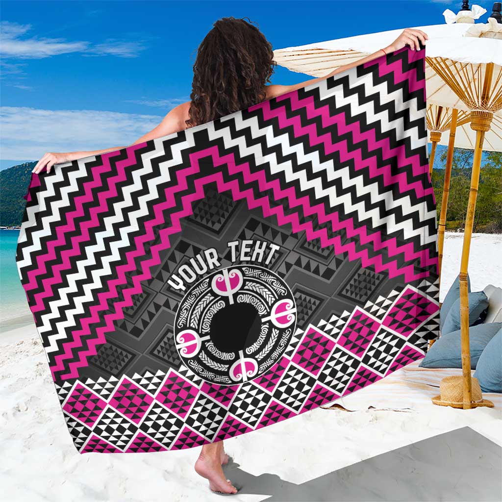 Personalised Aotearoa Niho Taniwha Motif Sarong Pink Style