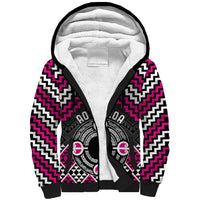 Personalised Aotearoa Niho Taniwha Motif Sherpa Hoodie Pink Style