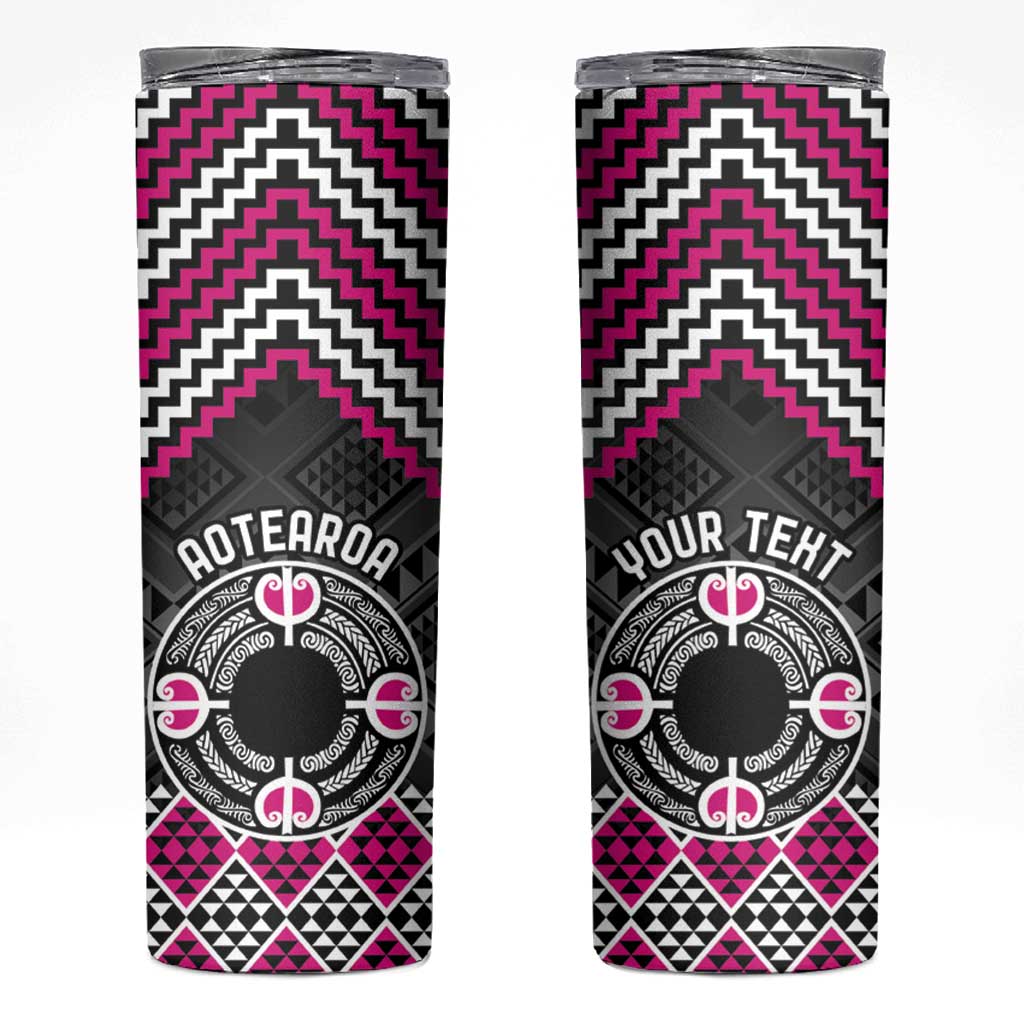 Personalised Aotearoa Niho Taniwha Motif Skinny Tumbler Pink Style
