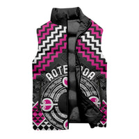 Personalised Aotearoa Niho Taniwha Motif Sleeveless Puffer Jacket Pink Style - Polynesian Pride