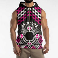 Personalised Aotearoa Niho Taniwha Motif Sleeveless Zip Hoodie Pink Style - Polynesian Pride