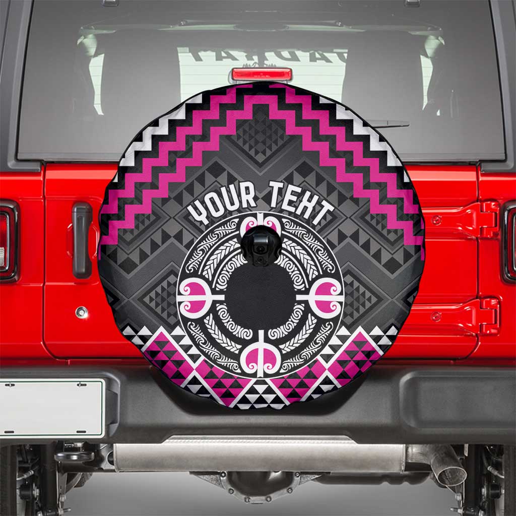 Personalised Aotearoa Niho Taniwha Motif Spare Tire Cover Pink Style