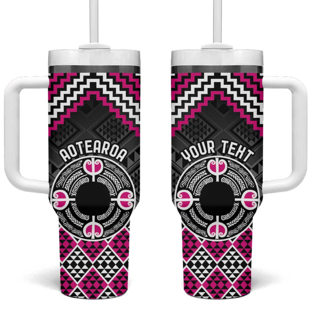 Personalised Aotearoa Niho Taniwha Motif Tumbler With Handle Pink Style