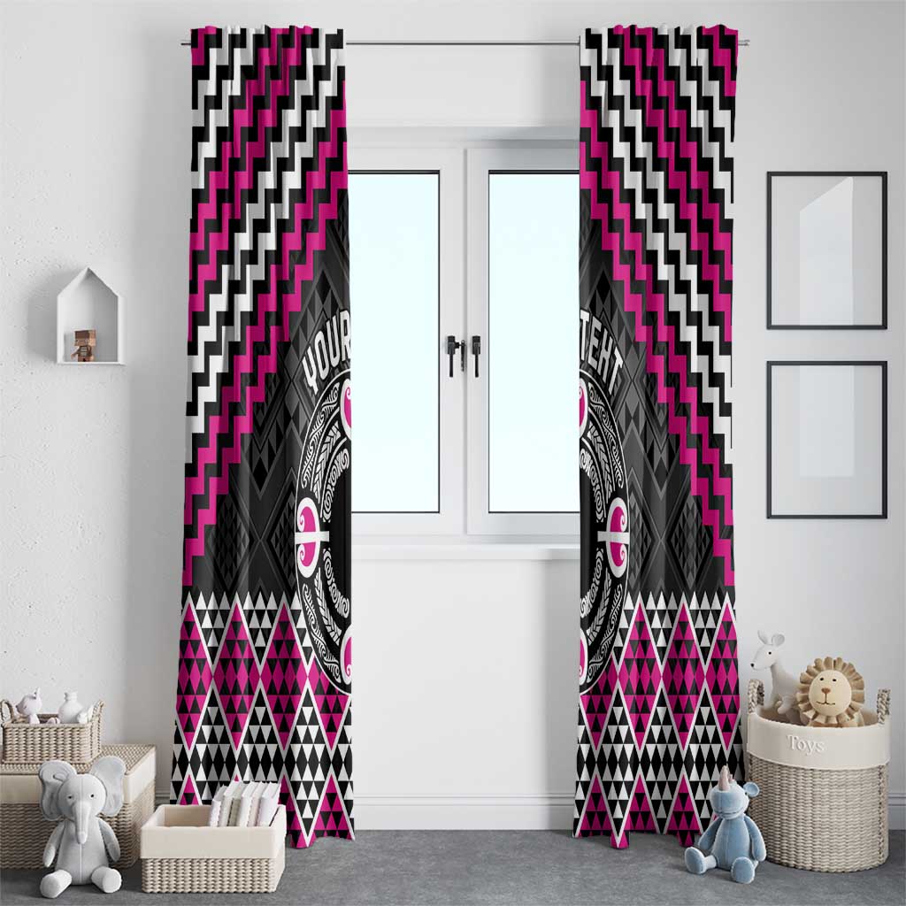 Personalised Aotearoa Niho Taniwha Motif Window Curtain Pink Style