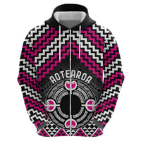 Personalised Aotearoa Niho Taniwha Motif Zip Hoodie Pink Style
