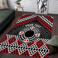 Personalised Aotearoa Niho Taniwha Motif Area Rug Red Style