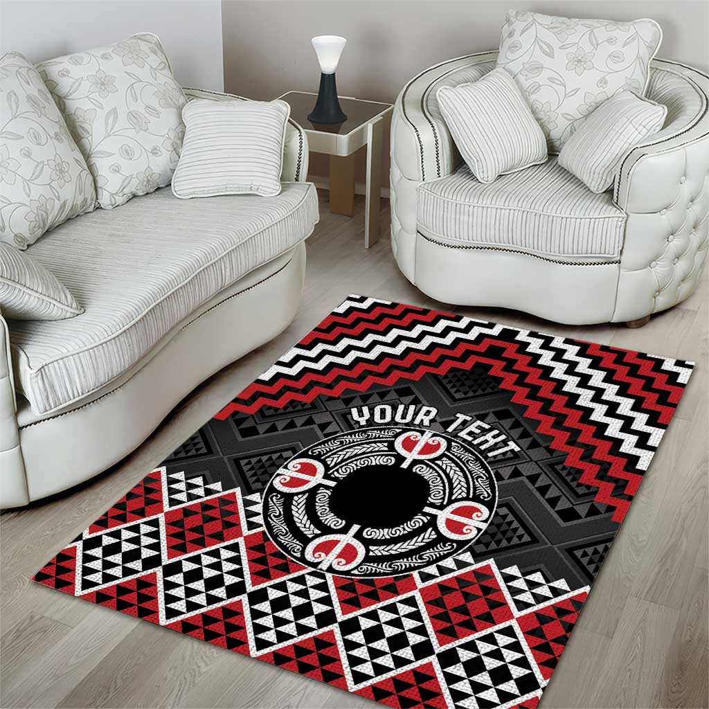 Personalised Aotearoa Niho Taniwha Motif Area Rug Red Style