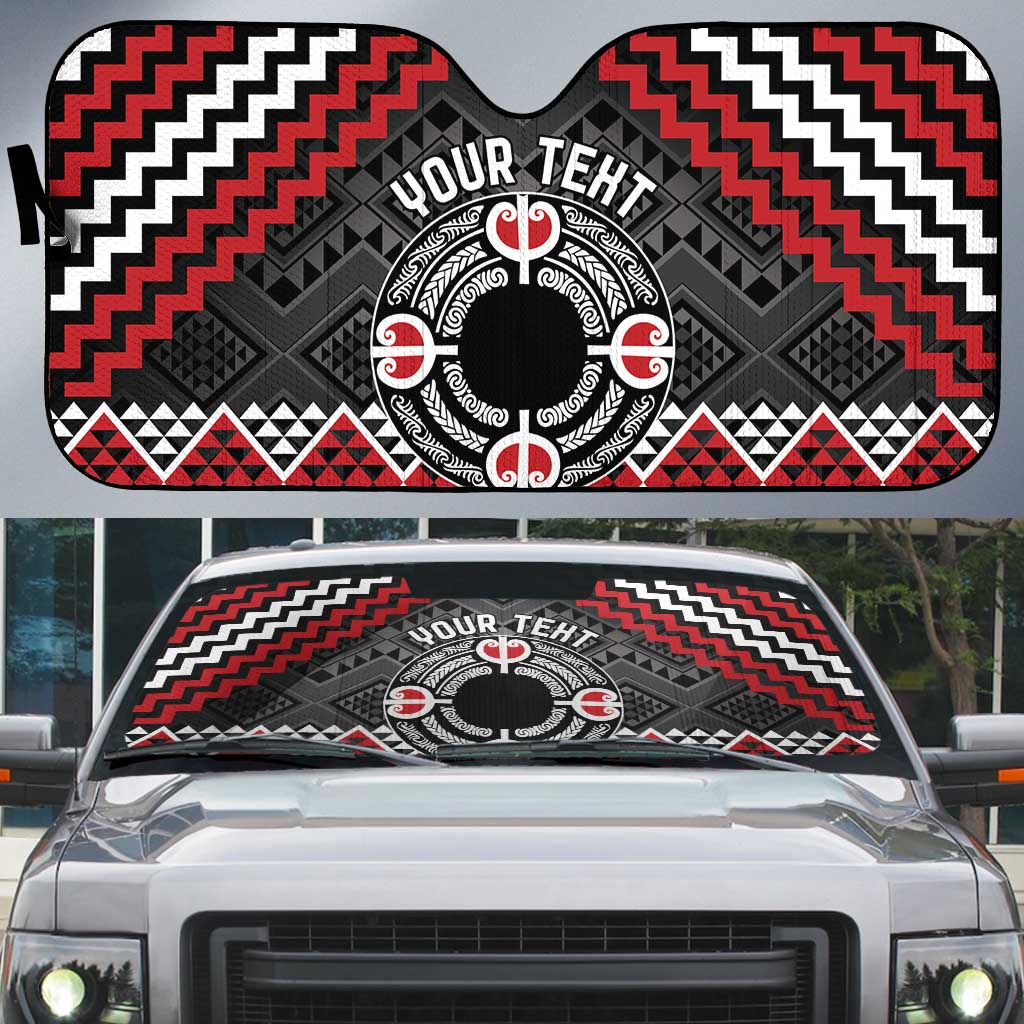 Personalised Aotearoa Niho Taniwha Motif Auto Sun Shade Red Style - Polynesian Pride