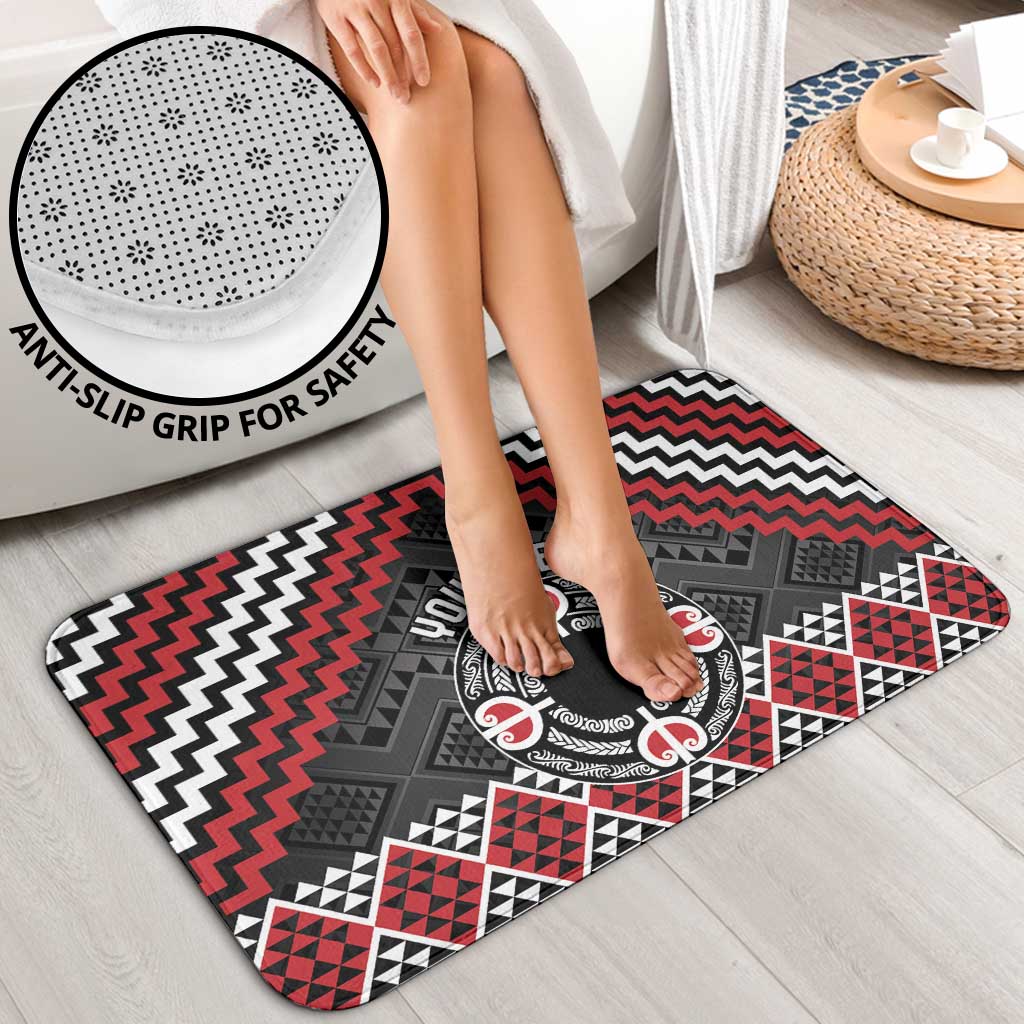 Personalised Aotearoa Niho Taniwha Motif Bathroom Set Red Style - Polynesian Pride