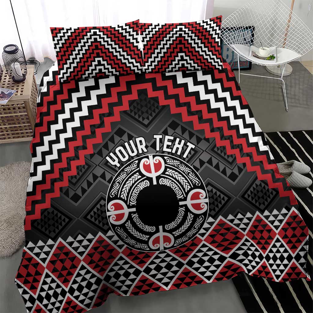 Personalised Aotearoa Niho Taniwha Motif Bedding Set Red Style