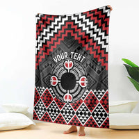 Personalised Aotearoa Niho Taniwha Motif Blanket Red Style