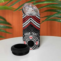 Personalised Aotearoa Niho Taniwha Motif 4 in 1 Can Cooler Tumbler Red Style