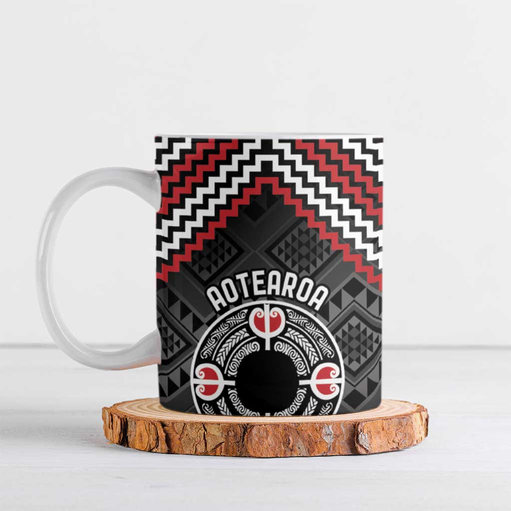 Personalised Aotearoa Niho Taniwha Motif Ceramic Mug Red Style - Polynesian Pride