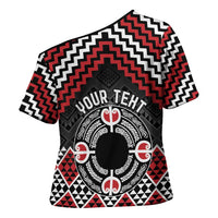 Personalised Aotearoa Niho Taniwha Motif Cross Shoulder Shirt Red Style - Polynesian Pride