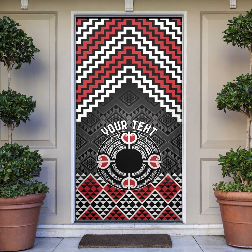 Personalised Aotearoa Niho Taniwha Motif Door Cover Red Style - Polynesian Pride