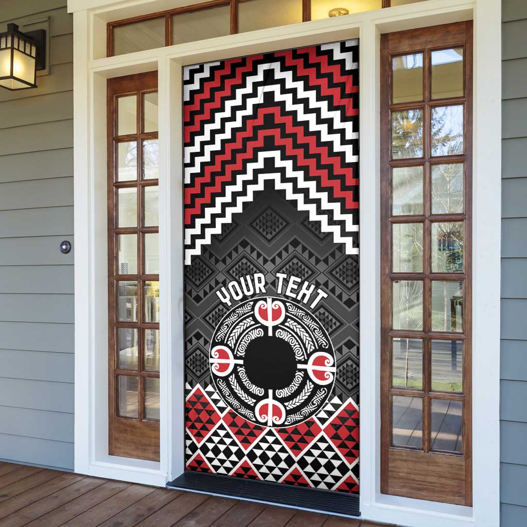 Personalised Aotearoa Niho Taniwha Motif Door Cover Red Style - Polynesian Pride