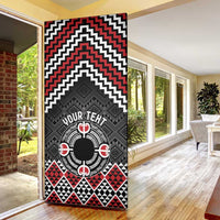 Personalised Aotearoa Niho Taniwha Motif Door Cover Red Style - Polynesian Pride